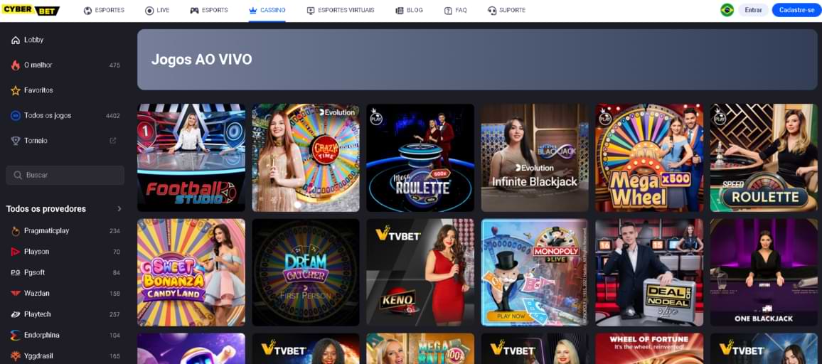 cassino ao vivo cyber bet