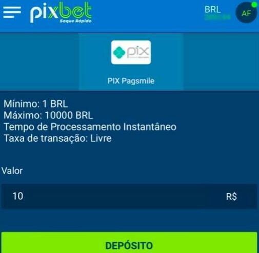 Cassino depósito 1 real Pixbet